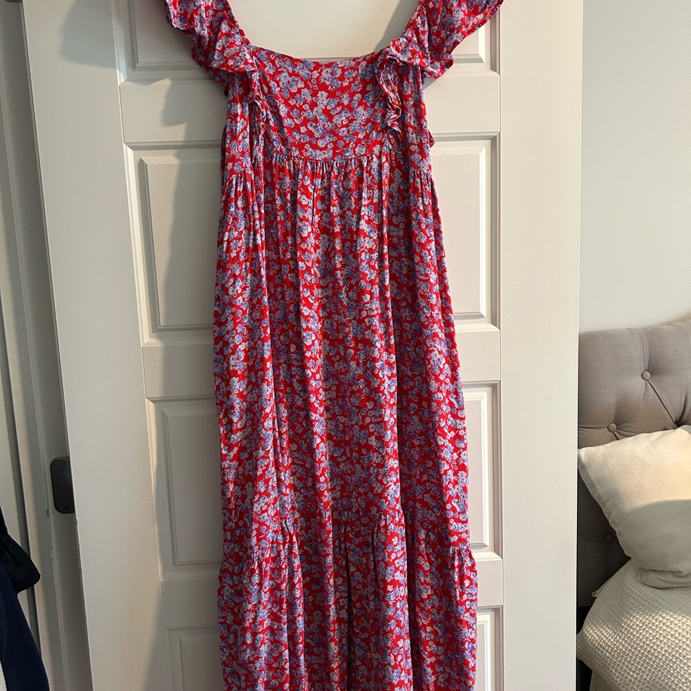 Zara Red and Purple Floral Dress
